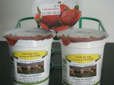Yaourt biologique au sirop de fraises