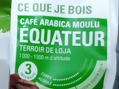 Café moulu arabica Equateur (sachet de 250g) commerce équitable