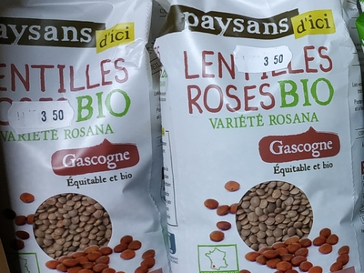 Lentilles roses du Gers PROMO sachet de 500g commerce équitable